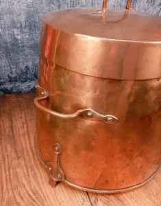 Antique Art Noveau Copper Bin